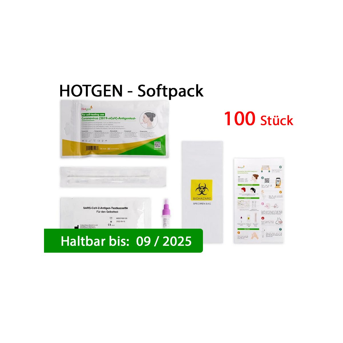 100x Stück - HOTGEN Corona Antigen-Tests Selbsttest...