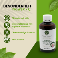 Veganer Kräutersirup Ingwer + Vitamin C: Glutenfrei & Laktosefrei