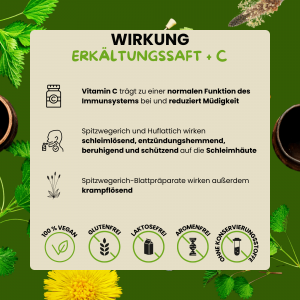 Erkältungssaft + C, gegen Grippale infekte, Hustensaft - Kräutersirup, 200ml