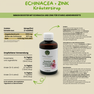 Immunstärkung mit Echinacea und Zink - Kräutersirup, Vegan, 200ml