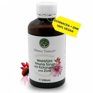Immunstärkung mit Echinacea und Zink - Kräutersirup, Vegan, 200ml