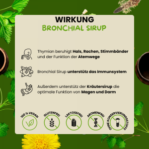 Hustensaft, Hustensirup gegen Hustenreiz, - Kräutersirup, Vegan, 200ml